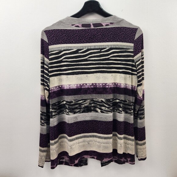 Lana Lee Purple Print Top Size S, Long Sleeve, Tie Front, New Made in Canada - Picture 5 of 7